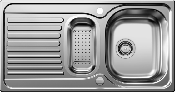 Blanco TIPO 6 S BASIC, Edelstahl Naturfinish mit Ablauffernbedienung und Schale